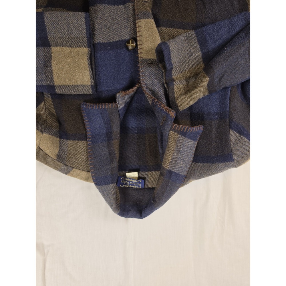 Willow Ridge Womens 10 Blue Plaid Wool Flannel Button Front Overcoat Made in USA